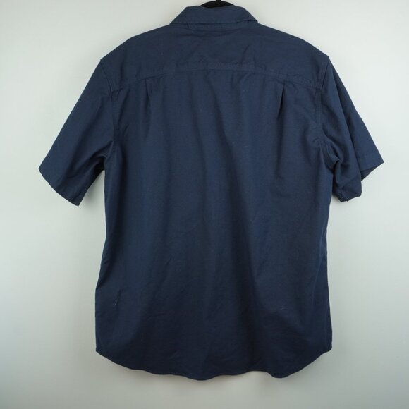 Carhartt Rugged Flex Ralaxed Fit Navy Blue Short Sleeve Button Up Shirt SZ Large - Picture 7 of 7